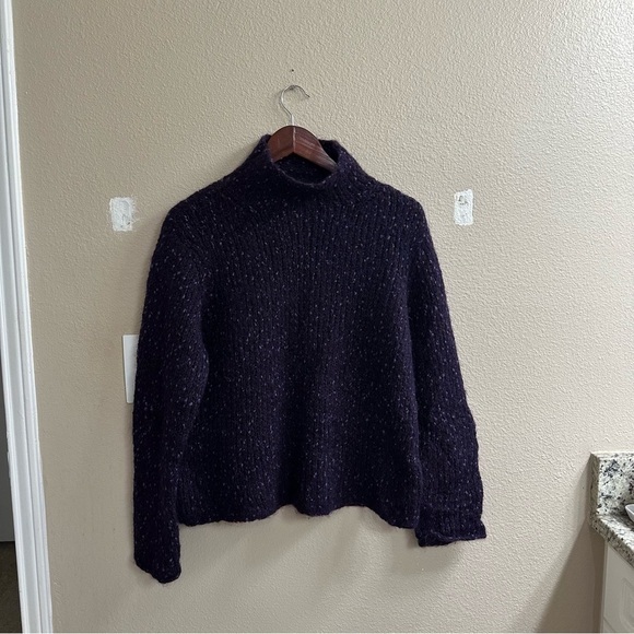 Ann Taylor Wool Blend Purple Speckled Turtleneck - Picture 2 of 7